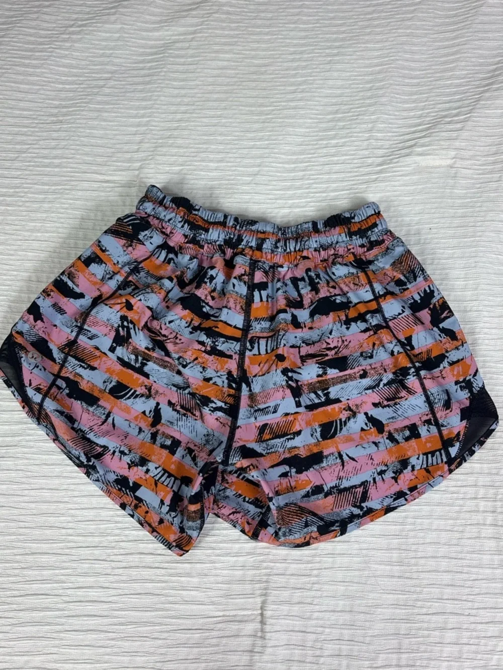 lululemon athletica Striped Athletic Shorts in Pink, Orange & Black